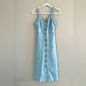 Denim-Like Midi Length Sleeveless Dress